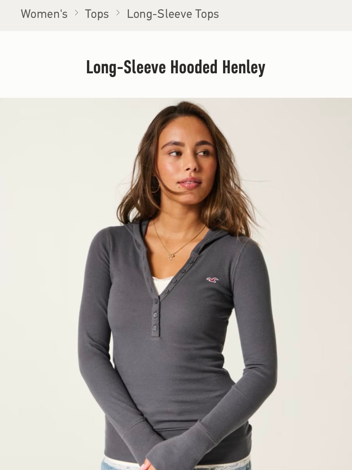 홀리스터 롱슬리브 후드티 차콜 M  상품이미지2