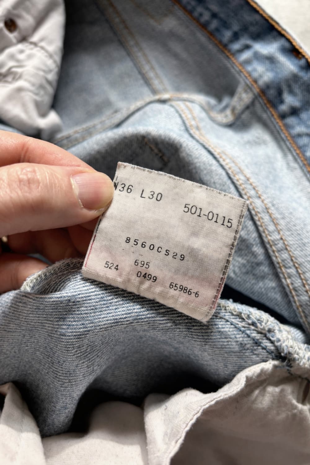 90s 리바이스 501 워싱 데님 34" MADE IN USA 상품이미지7