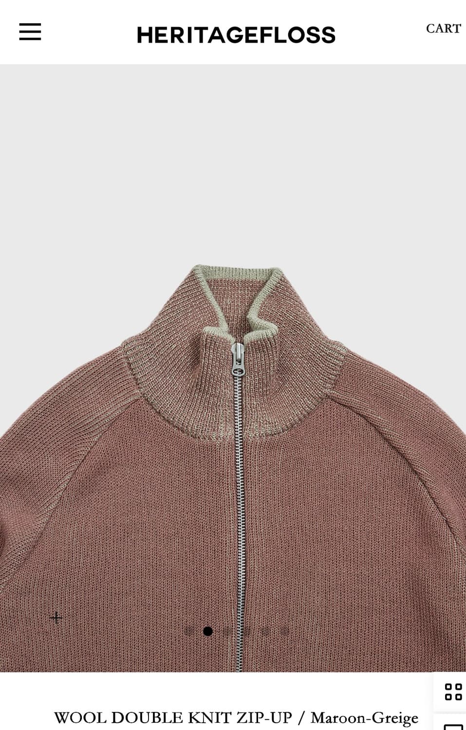 WOOL DOUBLE KNIT ZIP-UP / Maroon-Greige 상품이미지2