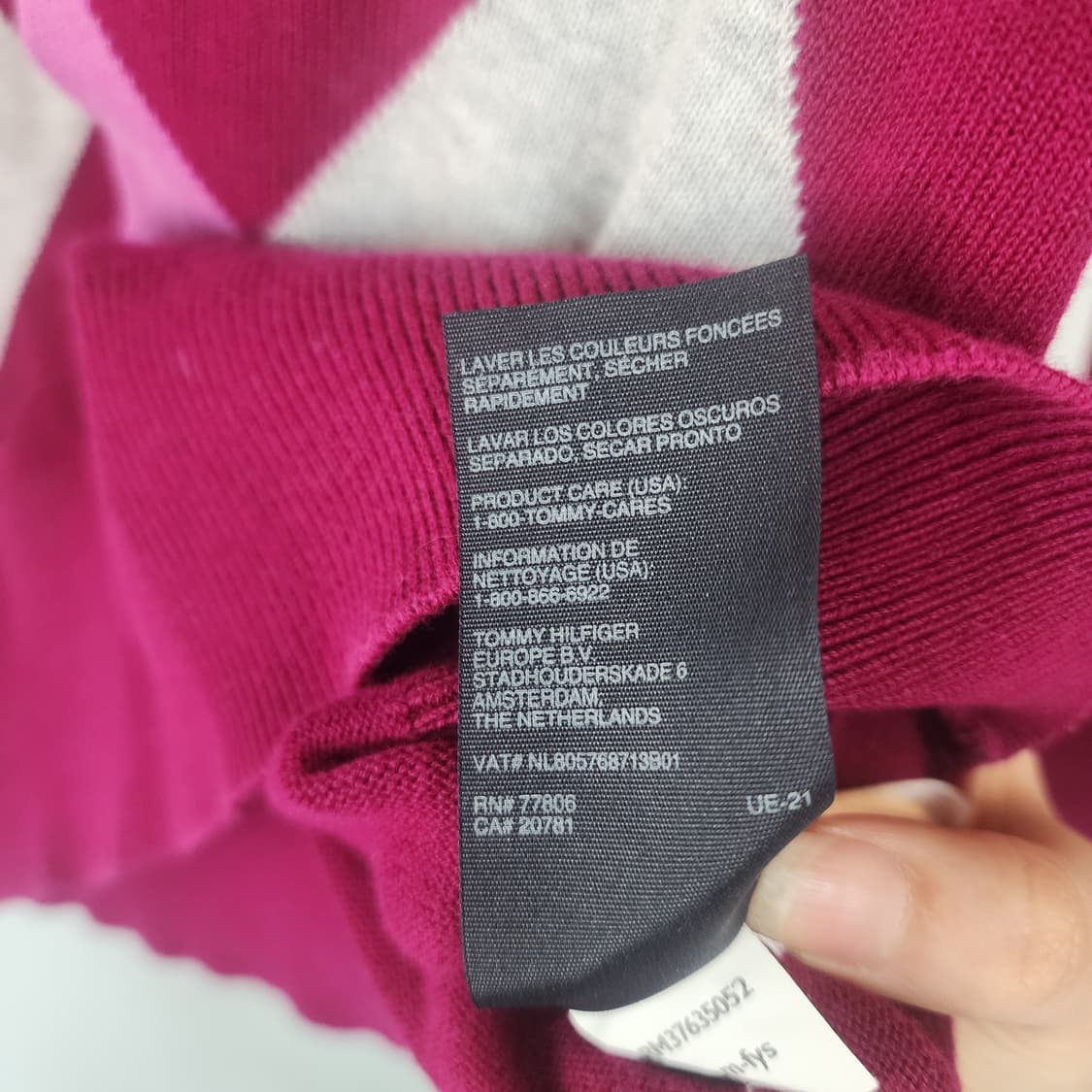 타미힐피거 아가일 니트 버건디 핑크 상품이미지6