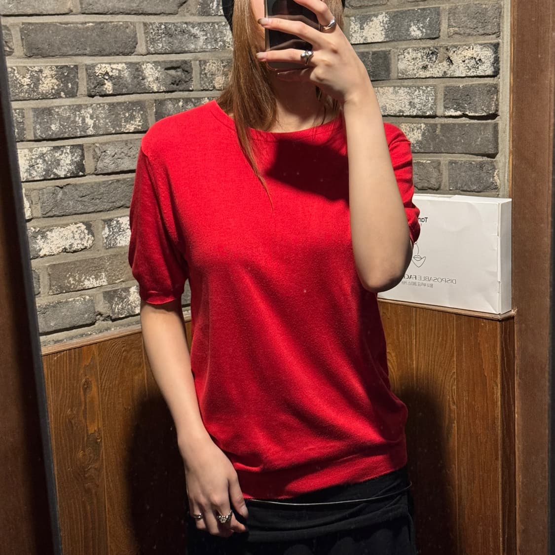 M) 버버리 기마로고 레드 반팔 니트 상품이미지8