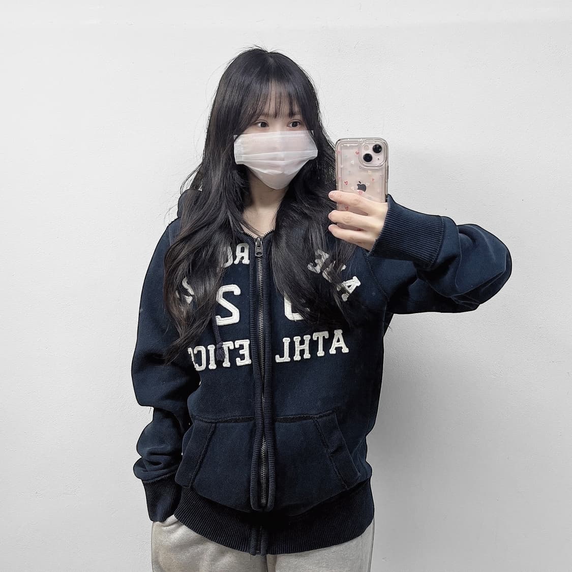 아베크롬비 아치 로고 후드집업 네이비 상품이미지1