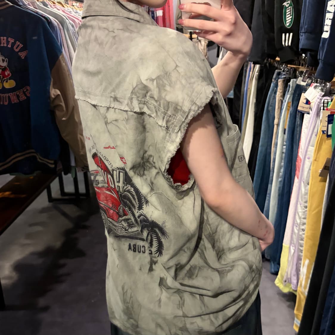 [IM] vtg 타이다이 바이크 프린팅 컷오프 셔츠 베스트 그레이 상품이미지8