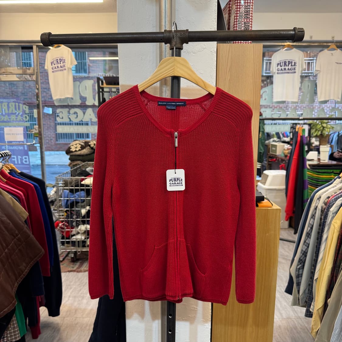 폴로 랄프로렌 와플 롱슬리브 니트집업 B64 상품이미지1