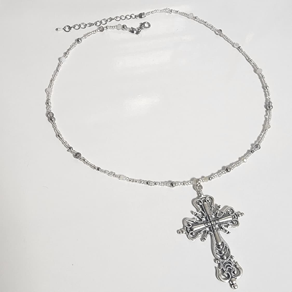 대형 십자가 실버 목걸이 상품이미지2