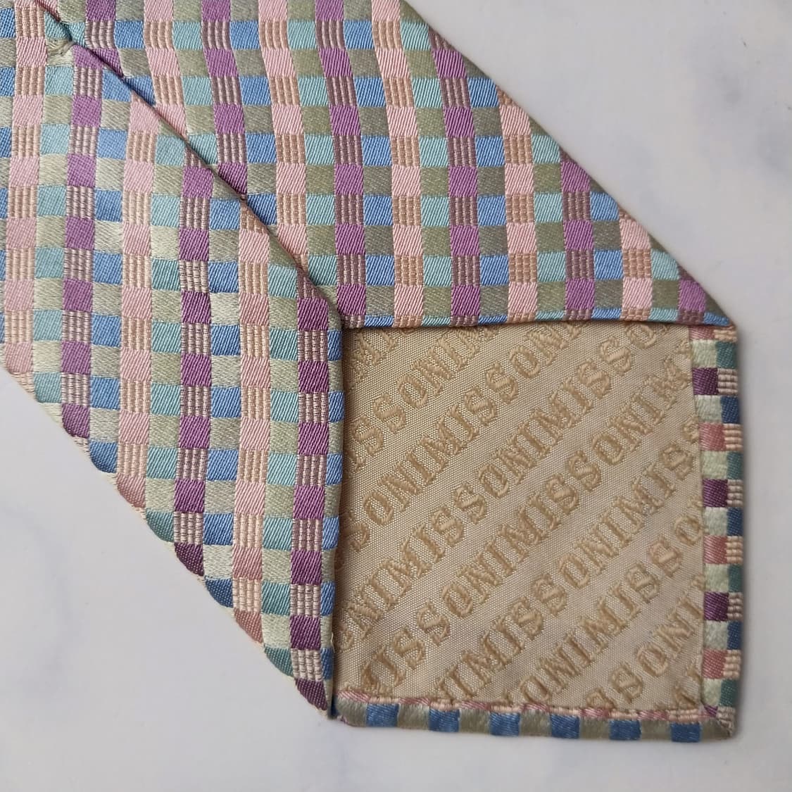 미쏘니 넥타이 베이지 체크 패턴 9.2cm A+등급 K2202 상품이미지7