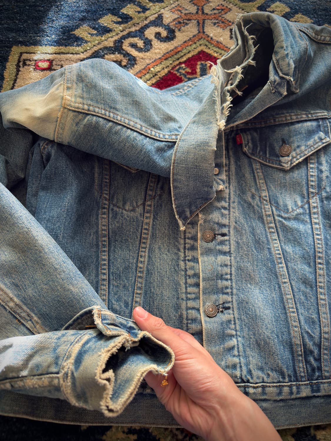 70s USA 리바이스 70505-0317 블랭킷 라이닝 데님자켓 상품이미지7