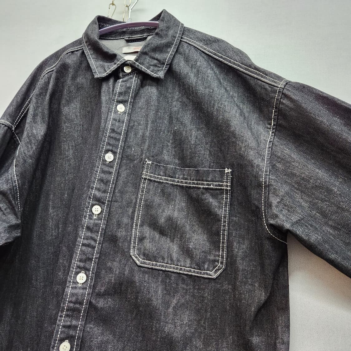 스파오 원포켓 스트치 디테일 데님 셔츠 L(XL) 상품이미지3