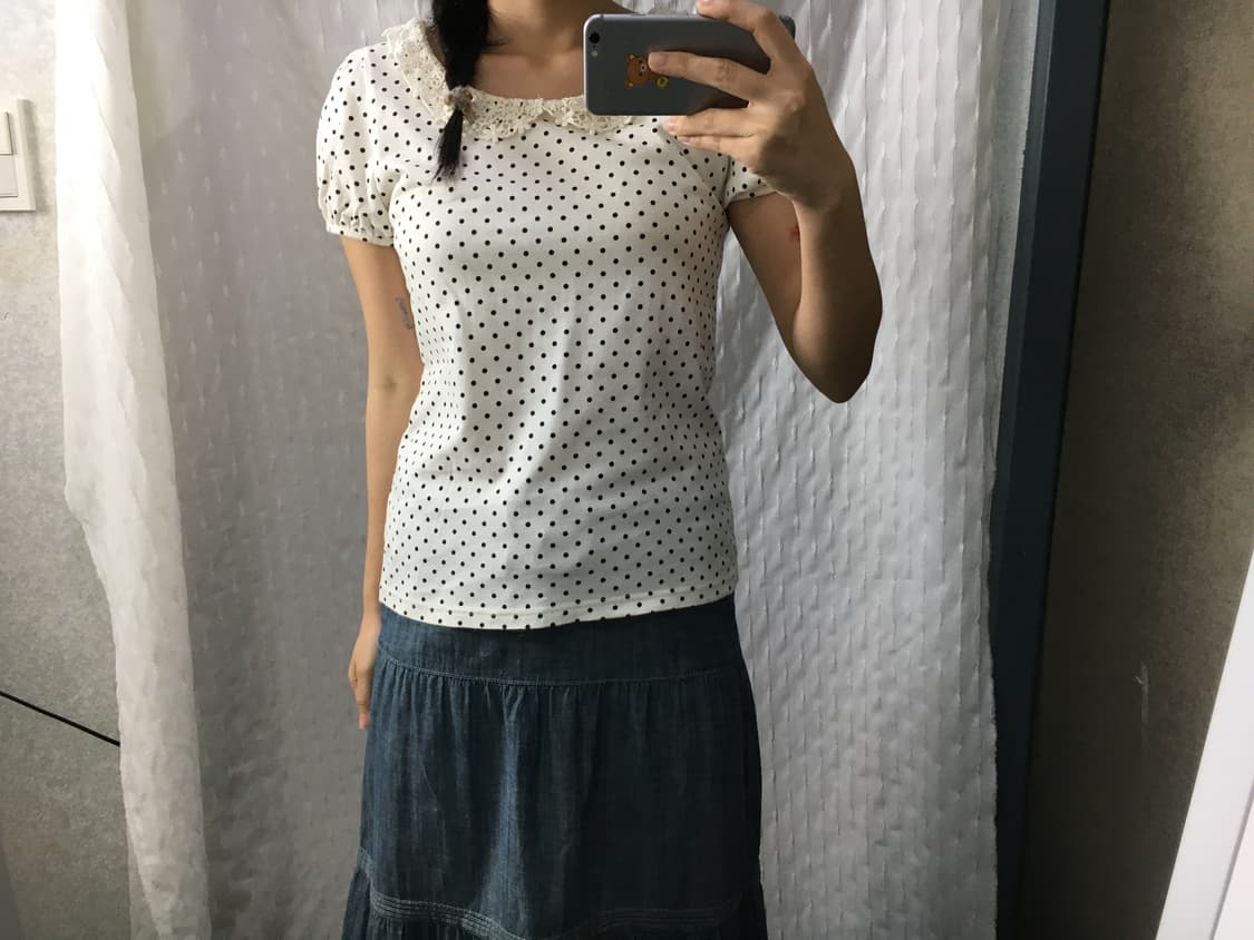 아이보리 크로쉐 도트 티셔츠 상품이미지2