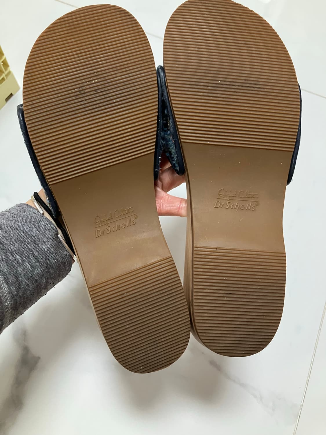 Y2K 2000s 닥터숄 우든힐 트위드 슬라이드 투명 클로그 샌들 빈티지 상품이미지3