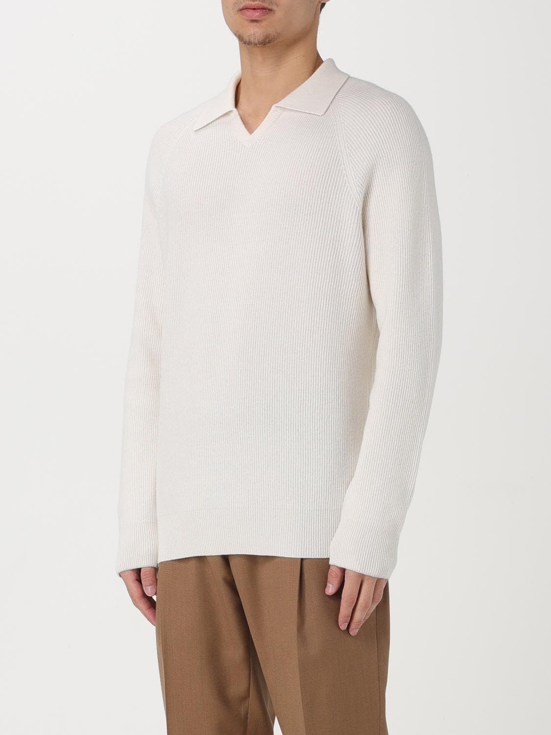 브루넬로 쿠치넬리 캐시미어 브이넥 폴로 니트 스웨터 아이보리 50사이즈 상품이미지6