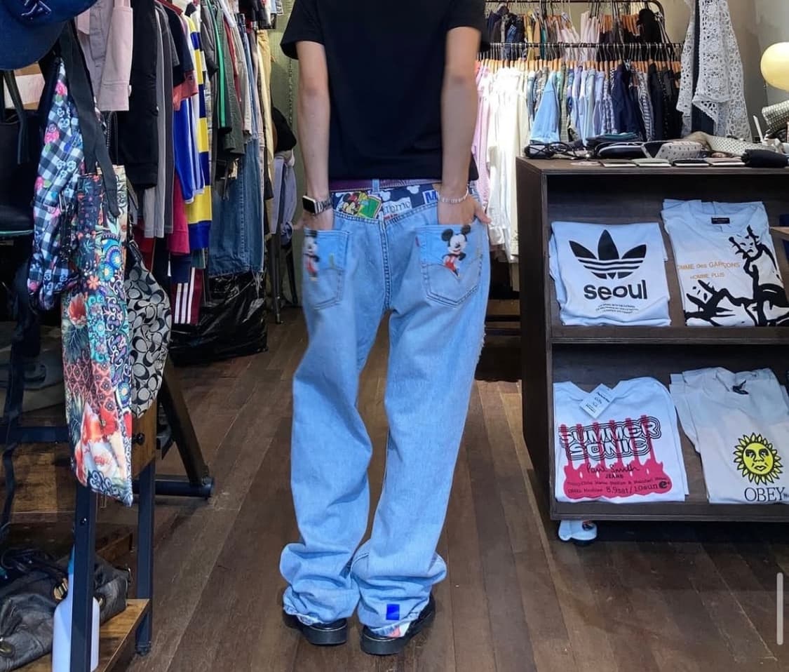 리바이스 505 미키마우스 커스텀 팬츠 상품이미지6