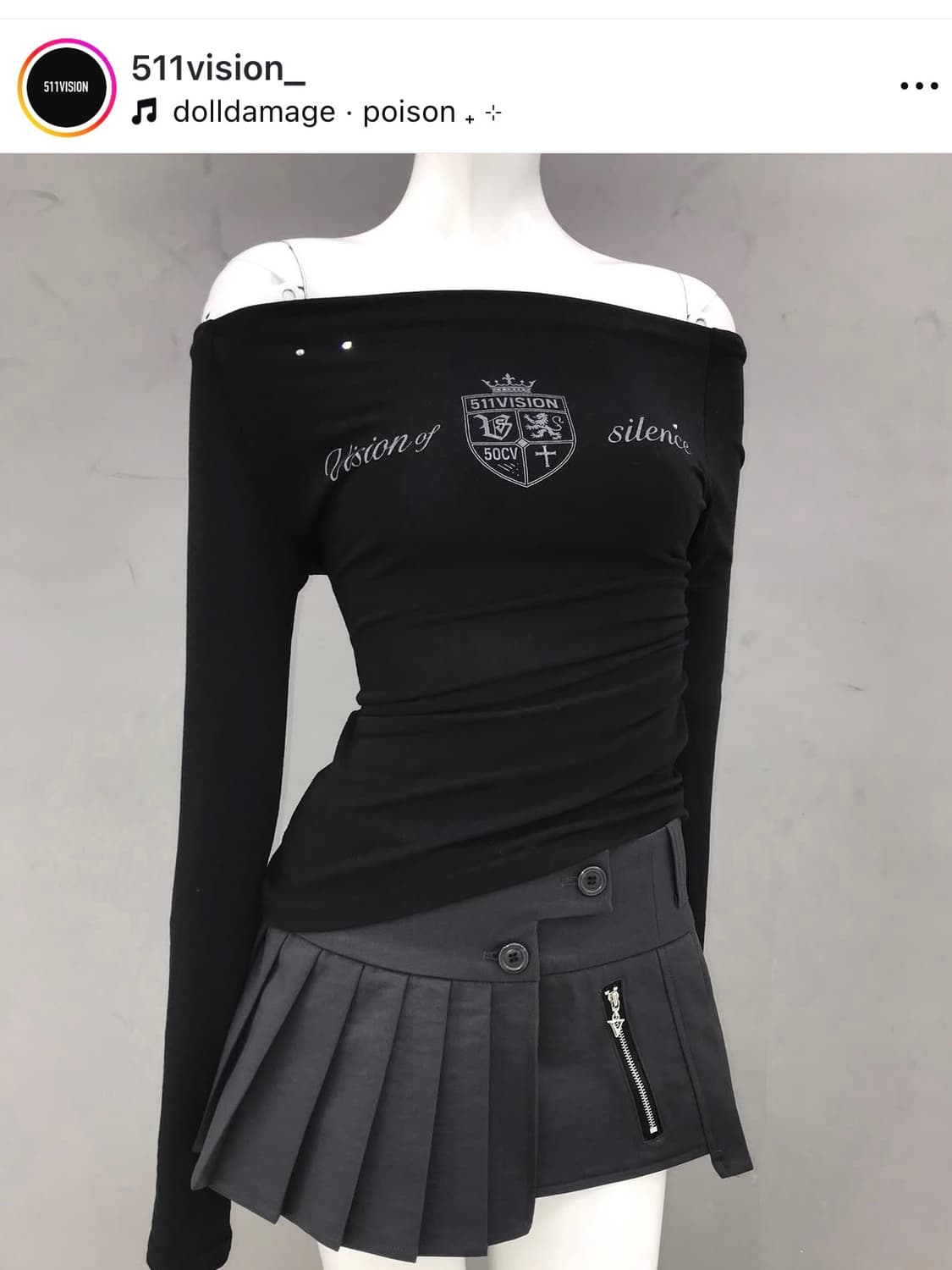 511 vision SILENCE OFF-SHOULDER TOP 블랙 상품이미지1