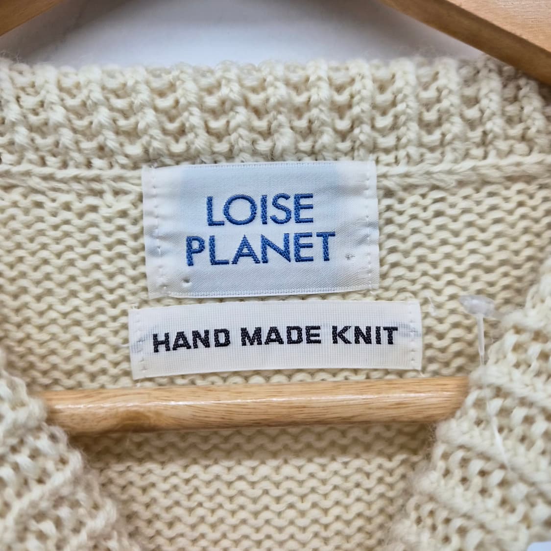 핸드메이드 아이보리색 니트 스웨터 남녀공용 L 상품이미지6