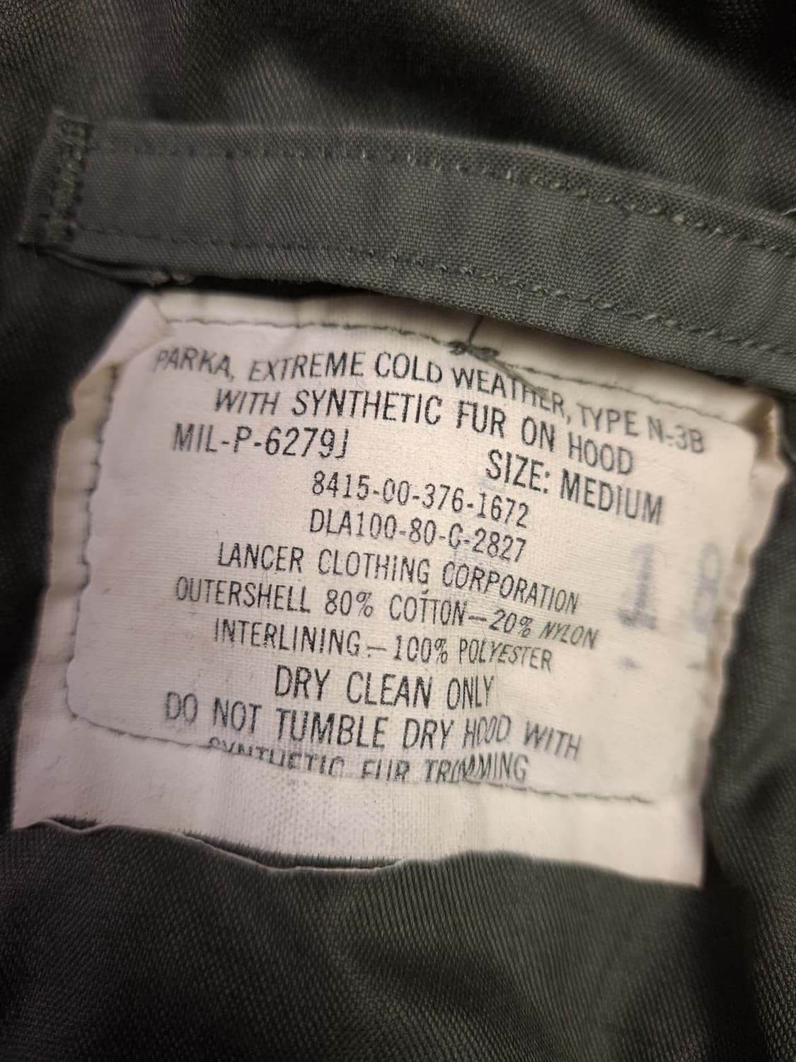 오리지날 80's 미국제조 미공군 지급용 랜서사 N-3B 극한지용 파카 상품이미지2