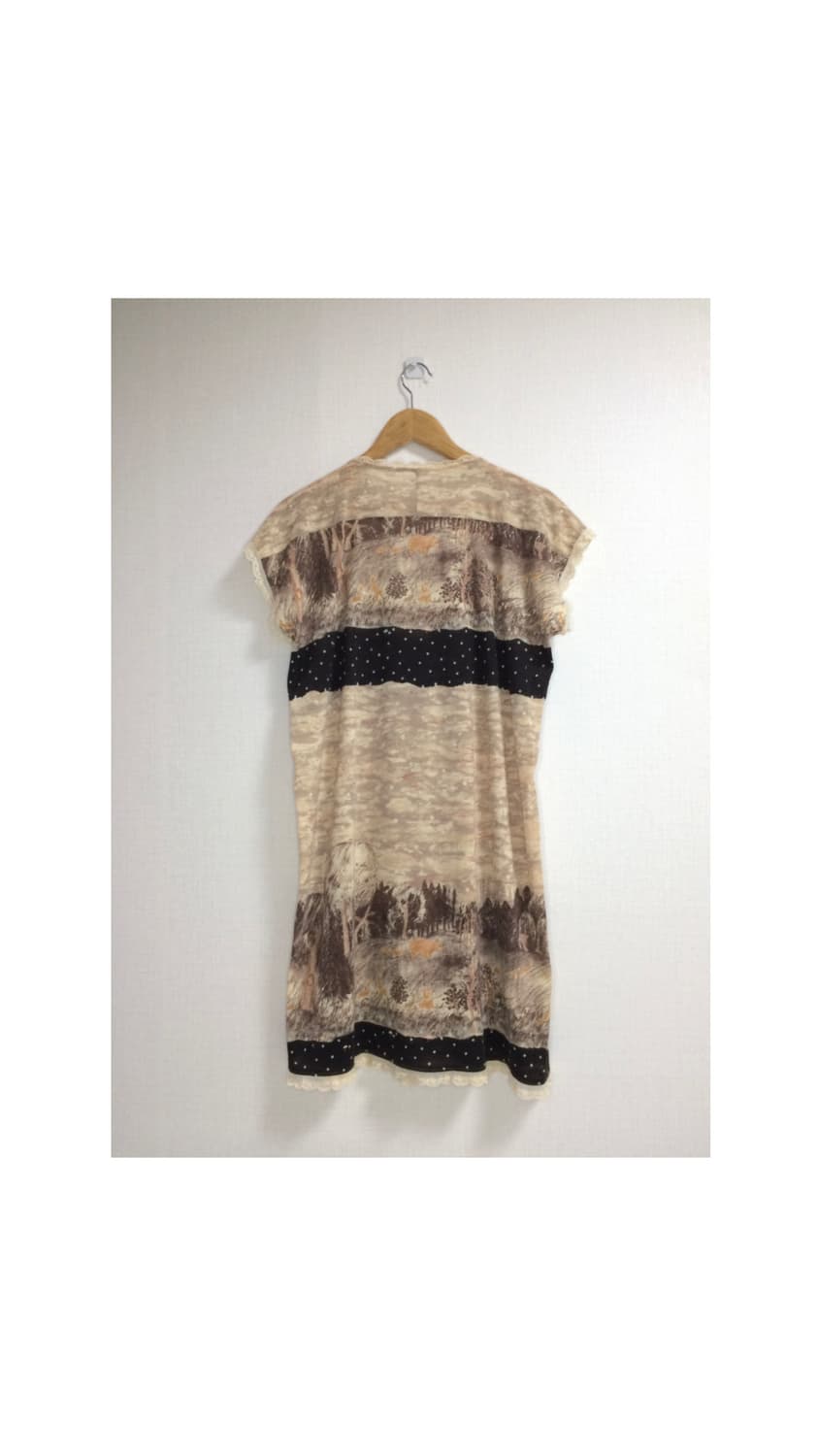 빈티지 베이지 레이스 도트 무늬 원피스 튜닉 상품이미지4