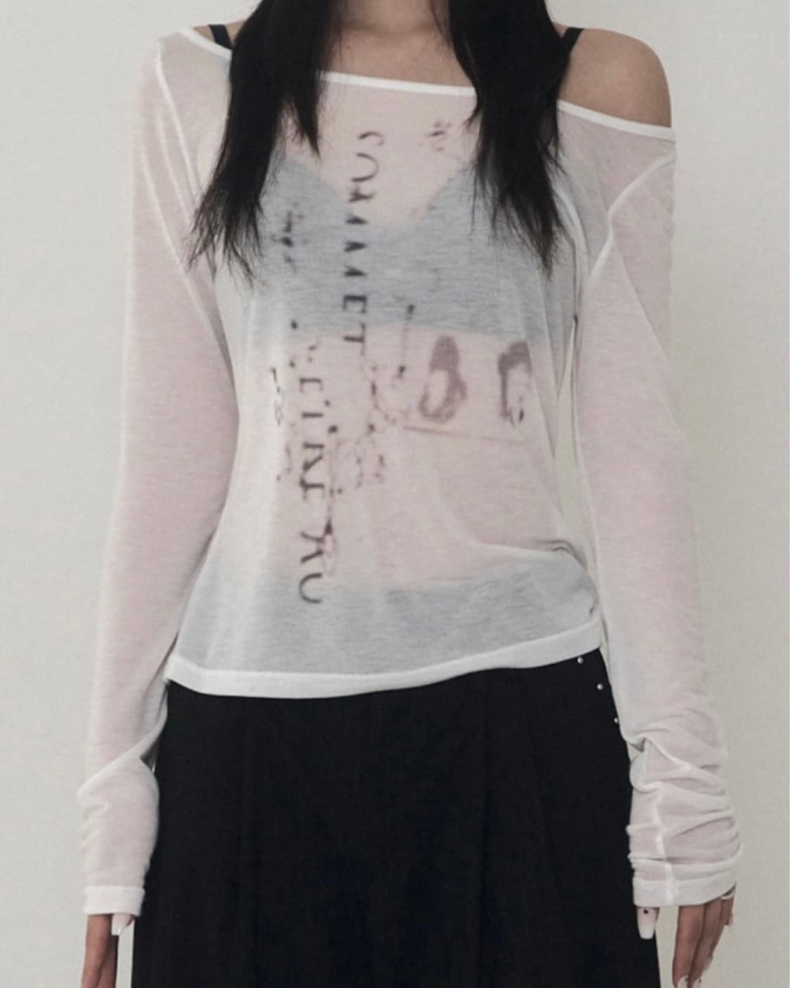 에트오소메 Lettering Logo Boat Neck T-shirt 상품이미지1