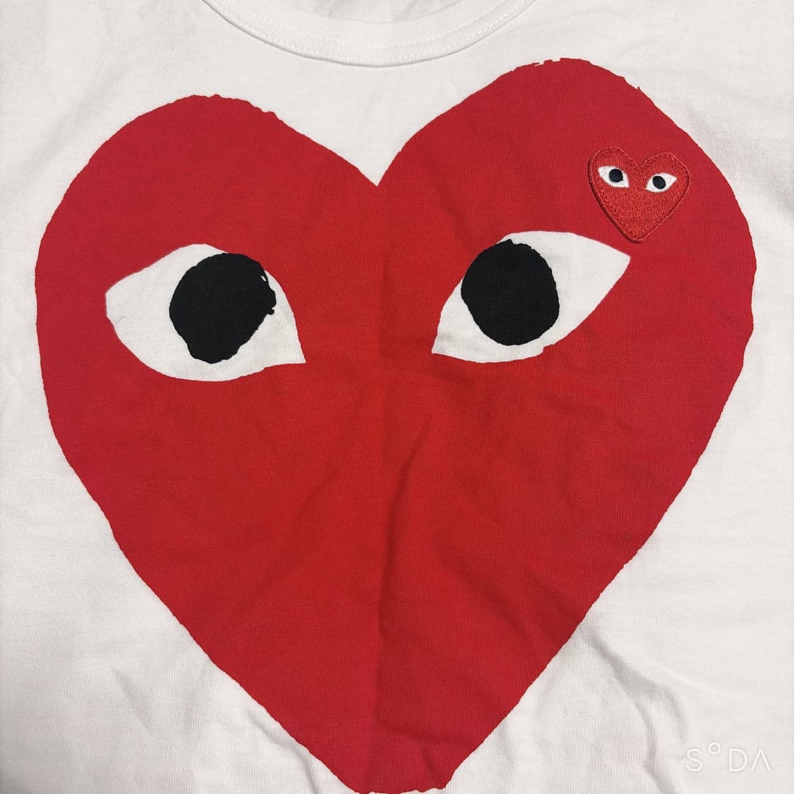 꼼데가르송 빅하트 반팔 티셔츠 화이트 L 상품이미지3