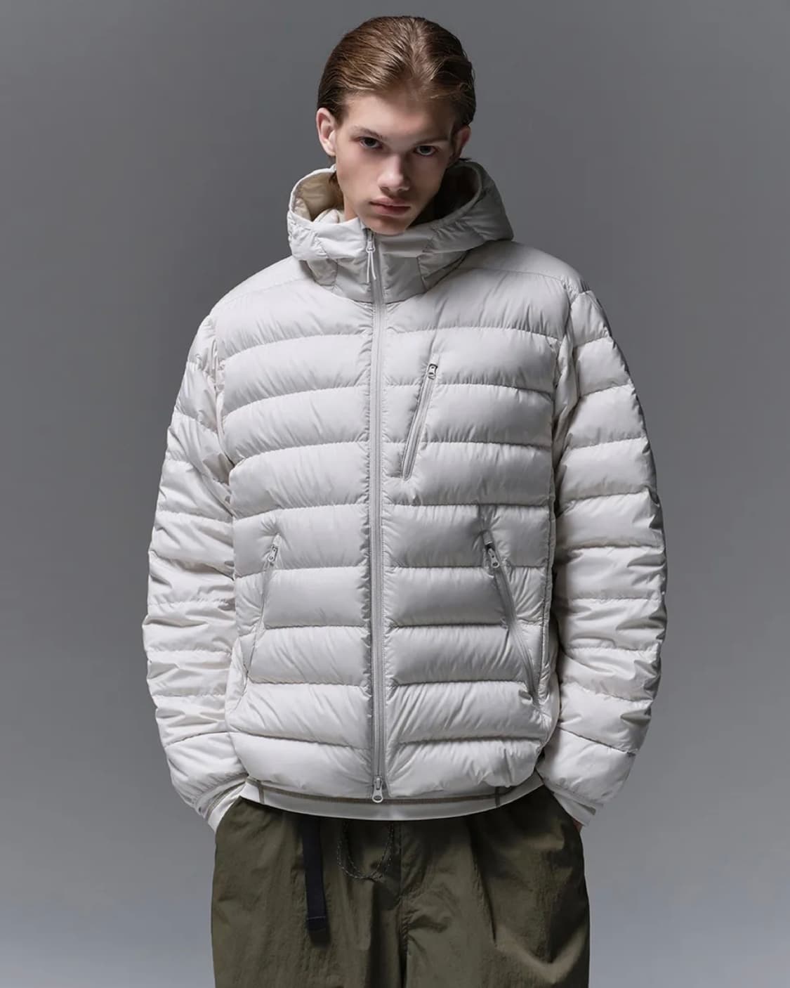 무신사 스탠다드 시티 레저 경량패딩 스톤화이트 M새상품 상품이미지1