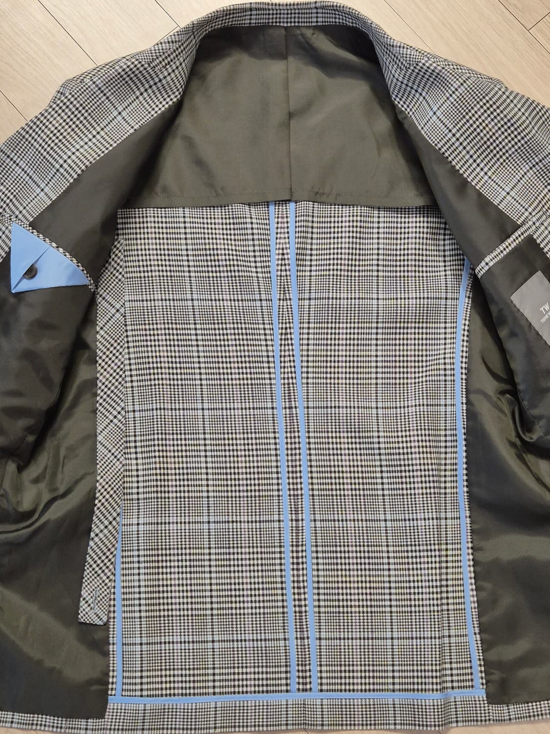 브랜드 울 체크 더블 브레스트 자켓 상품이미지5