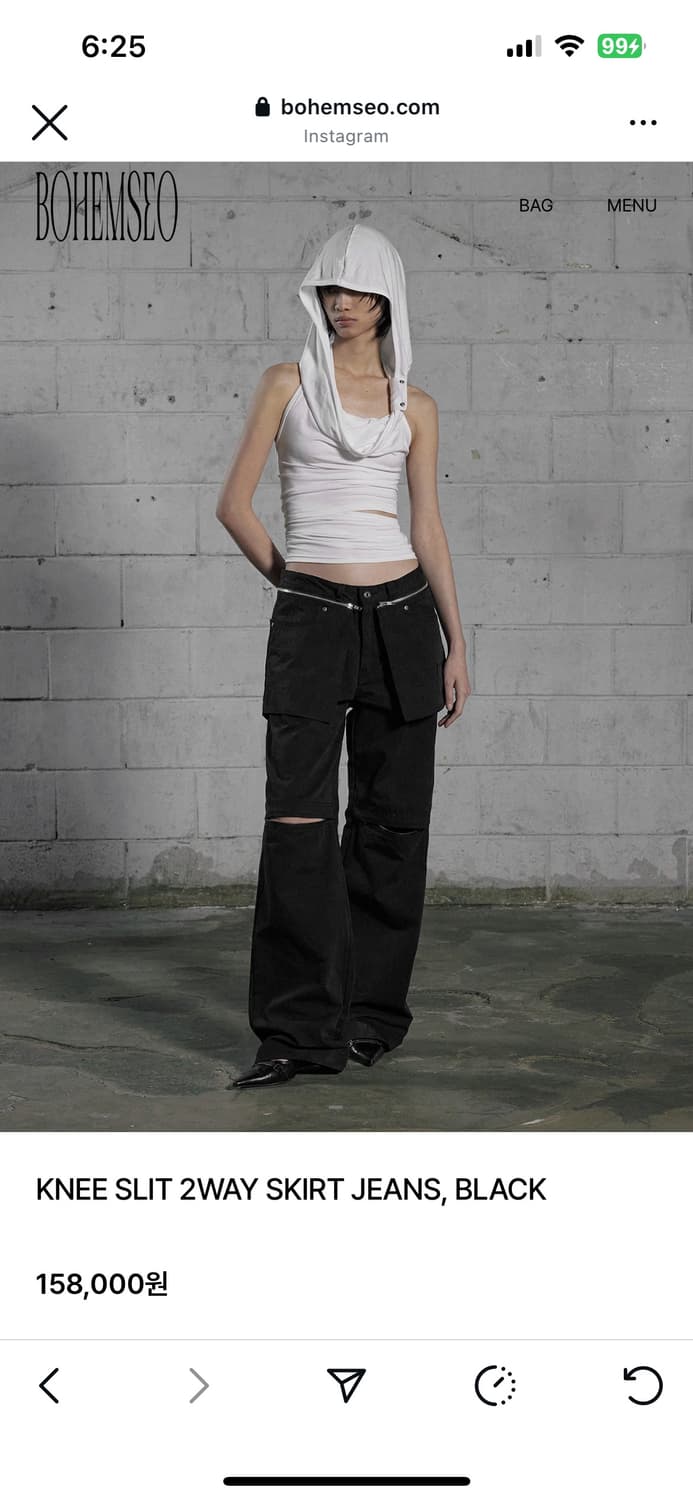 보헤미안서울 니 슬릿 투웨이 스커트바지 블랙 1 새거팝니다 상품이미지2