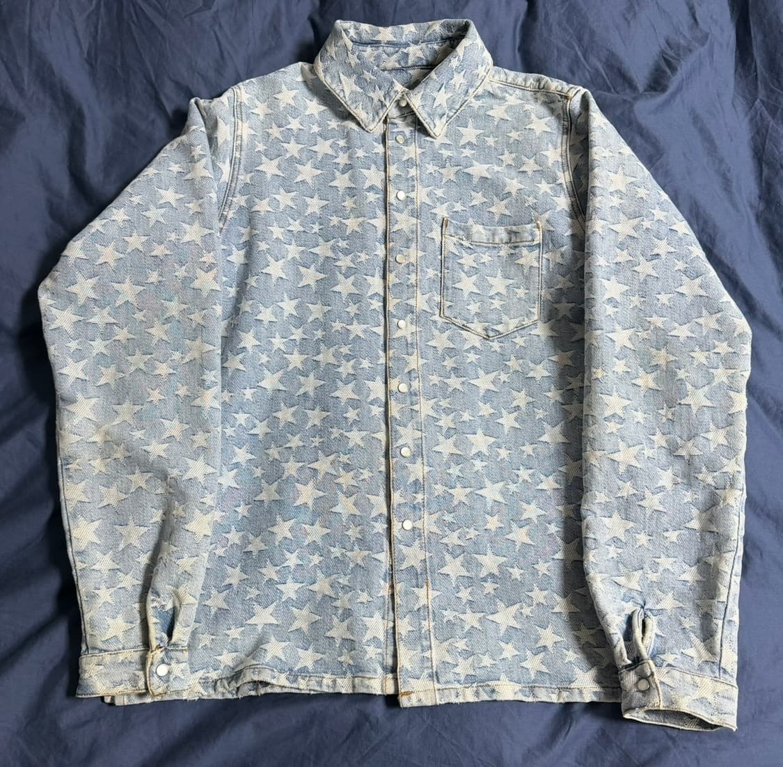 (M) ERL 이알엘 스타 패턴 데님 셔츠 + 반바지 상품이미지2