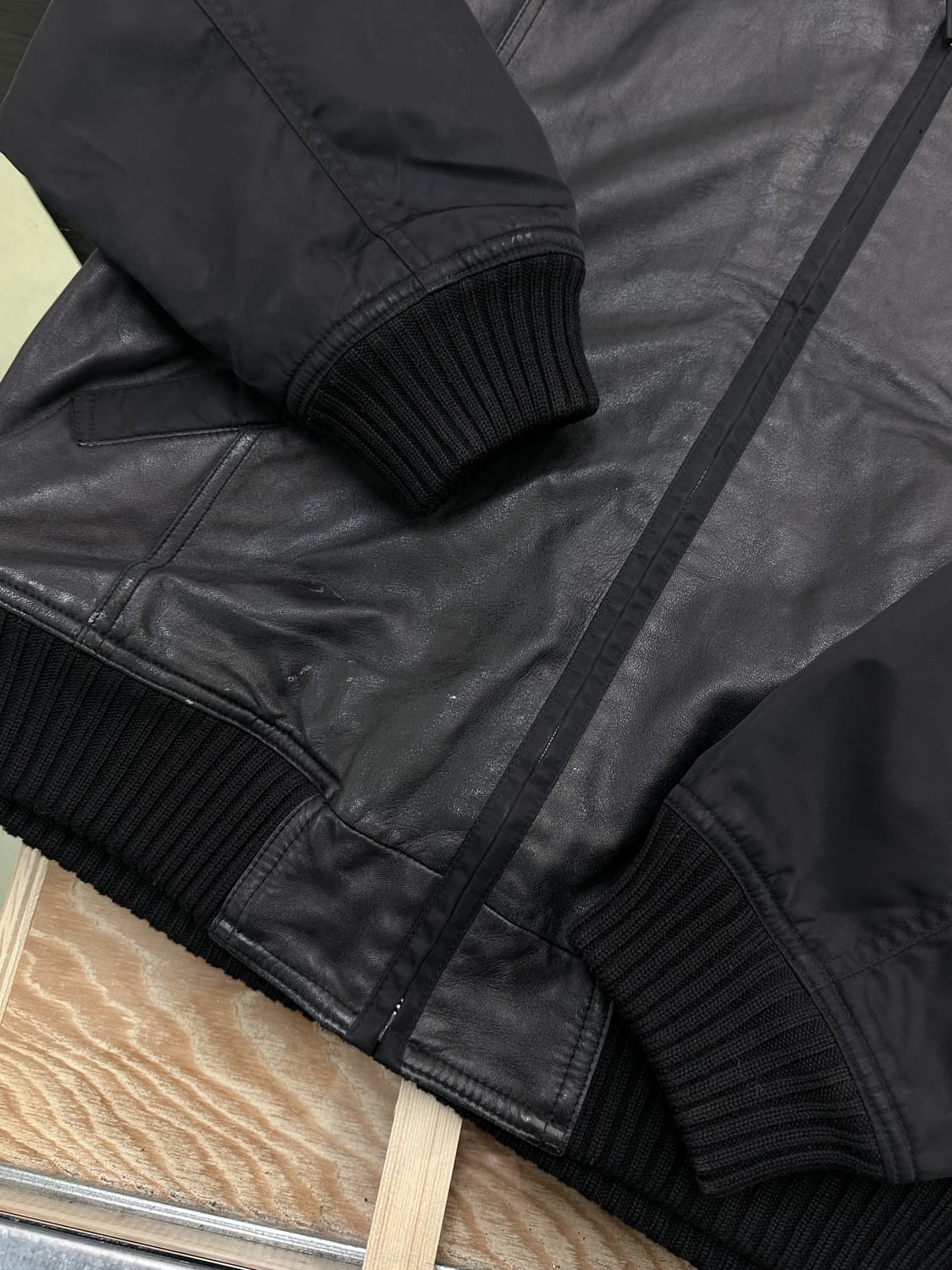 Vaziie 스포츠 카우보이 베어 나일론/레더 램스킨 레더 자켓 상품이미지10