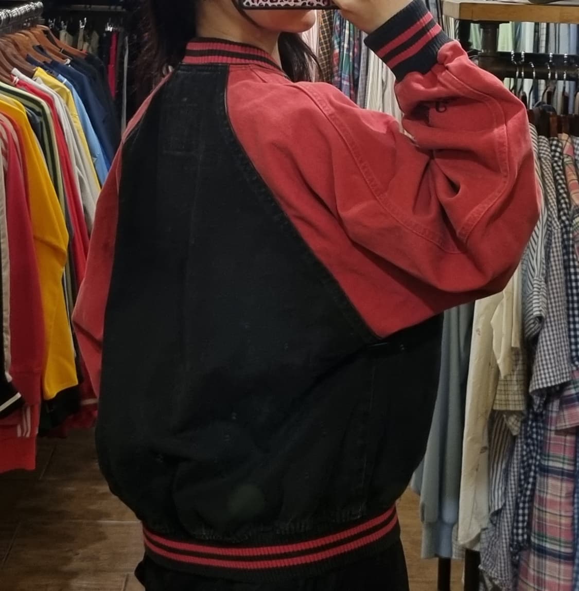 [Hi] vtg 빈티지 데님 바시티 자켓 레드 상품이미지5