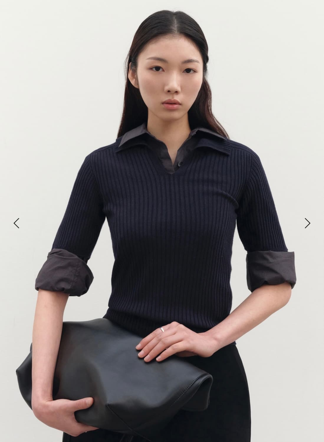 시에 SIE 루엔 리브드 칼라 니트 딥 네이비 S 상품이미지1