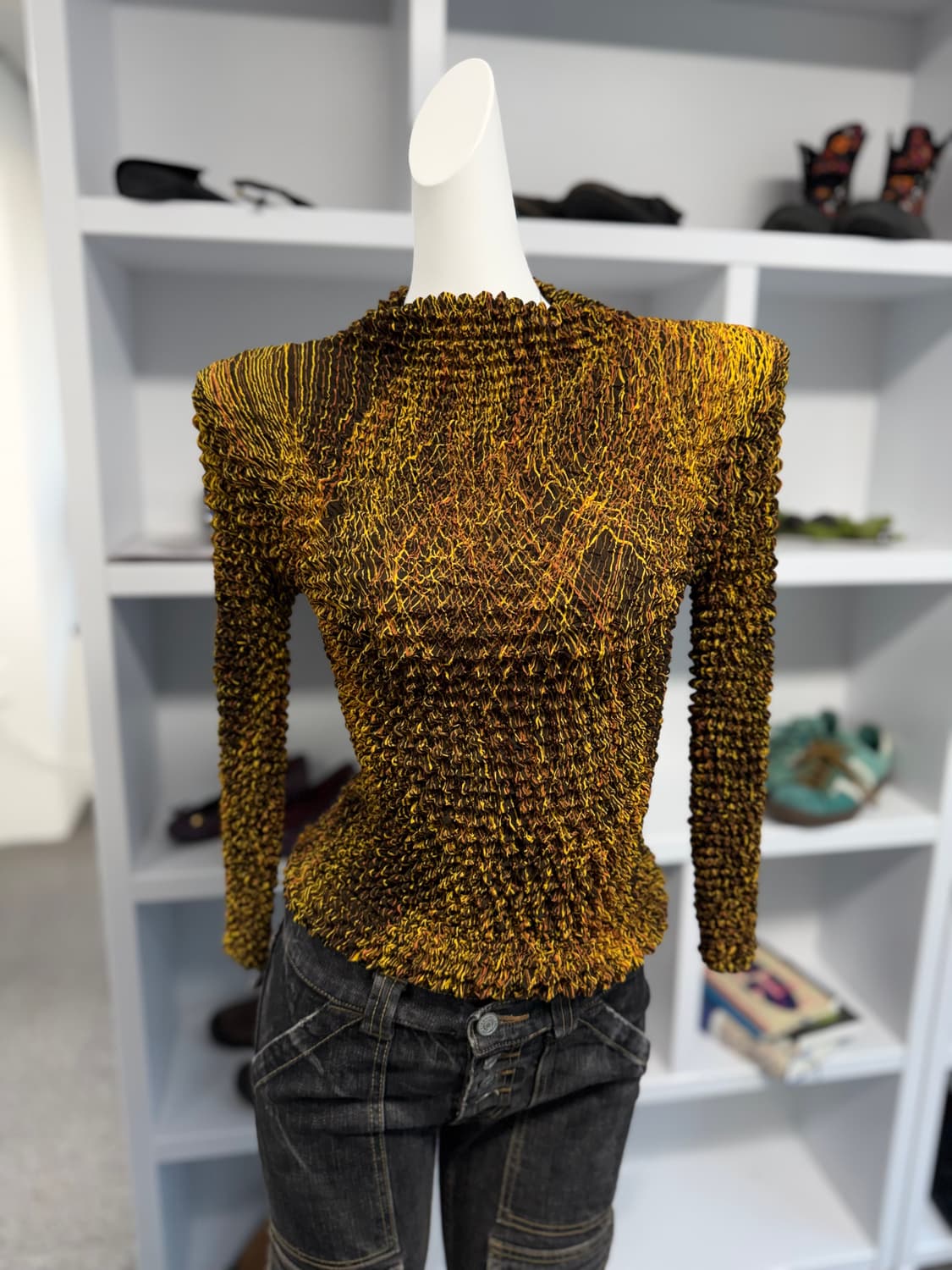 blouse salon 팝콘 플리츠 탑 상품이미지2