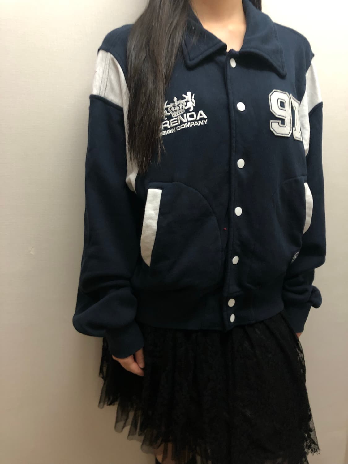 빈티지 프렌다 네이비 바시티 자켓 상품이미지6