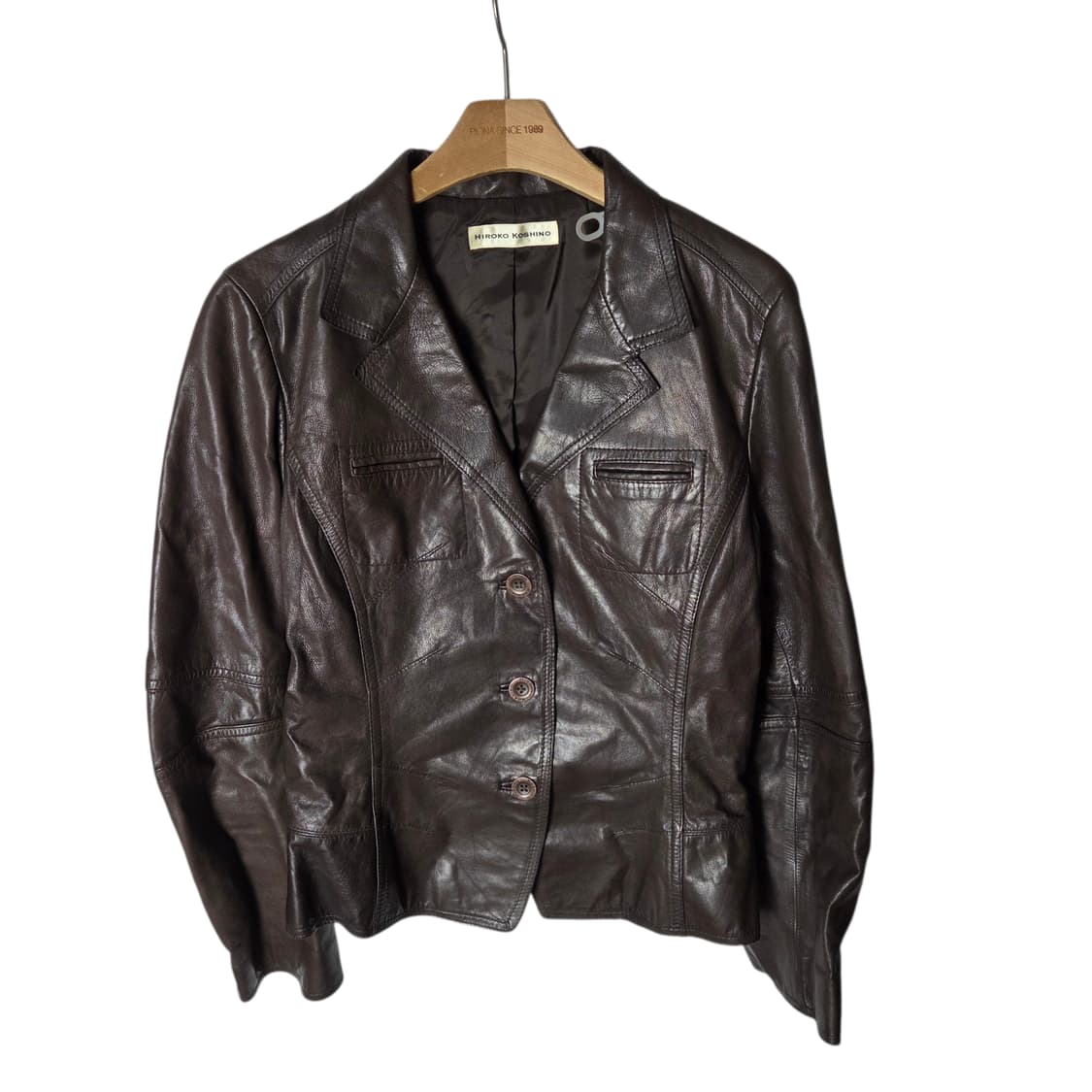 [Hiroko Koshino] 히로코 코시노 싱글 쉽스킨 레더 자켓 상품이미지1