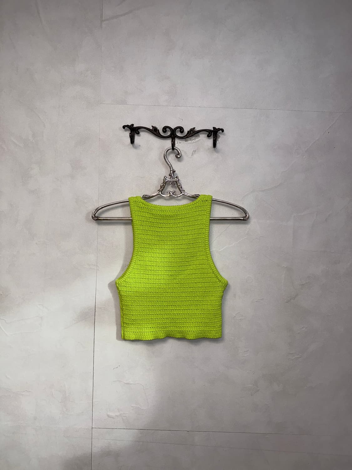 Lime knit flower crop sleevless 상품이미지6