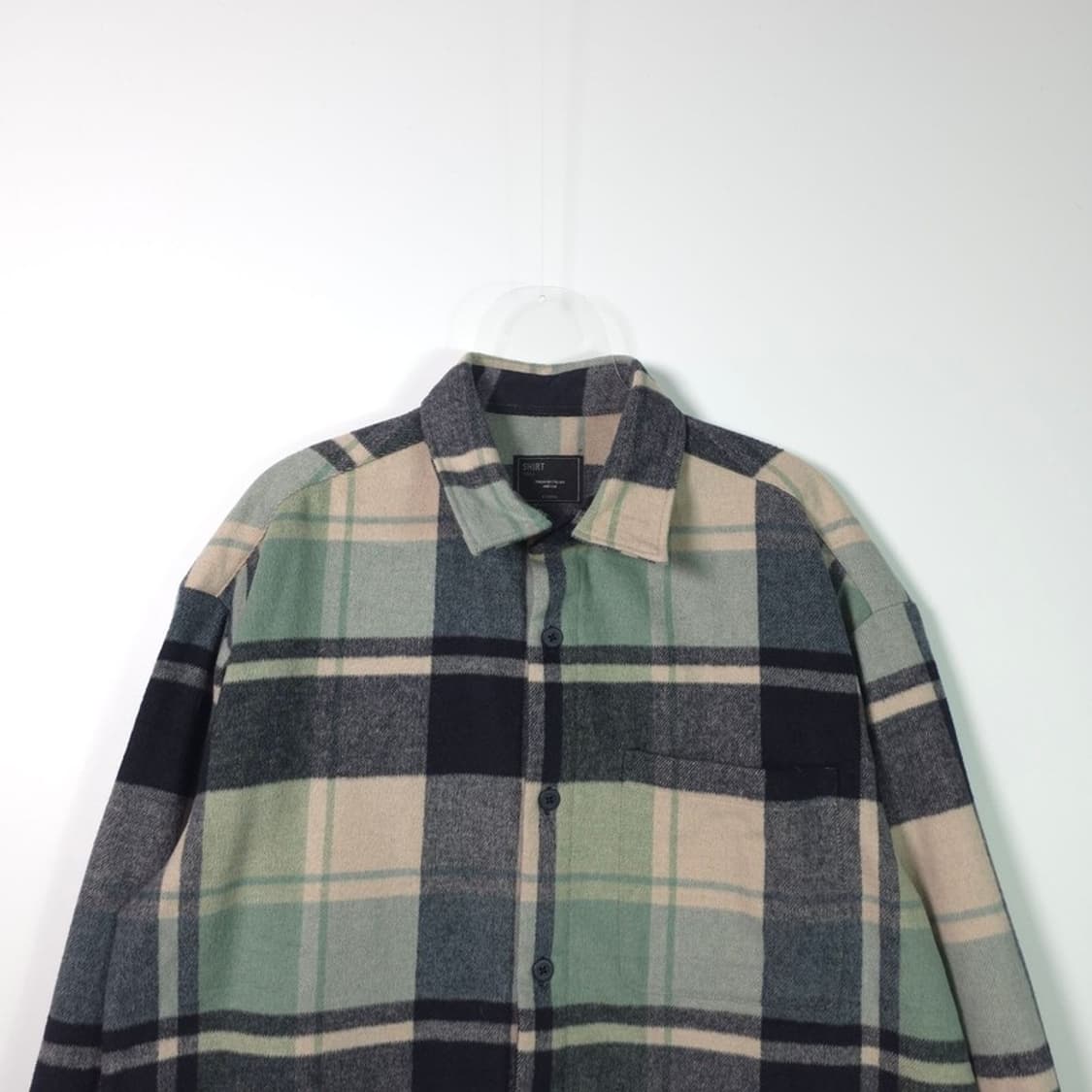 R.ZIOZIA 지오지아 울 블렌드 오버핏 그린 타탄 체크 셔츠 105 상품이미지3