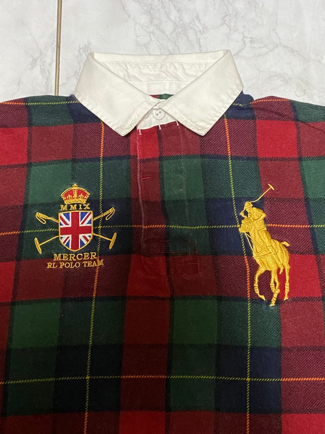 폴로 빅포니 체크 두툼 긴팔 카라티 95 사이즈 백화점판 정품 상품이미지2