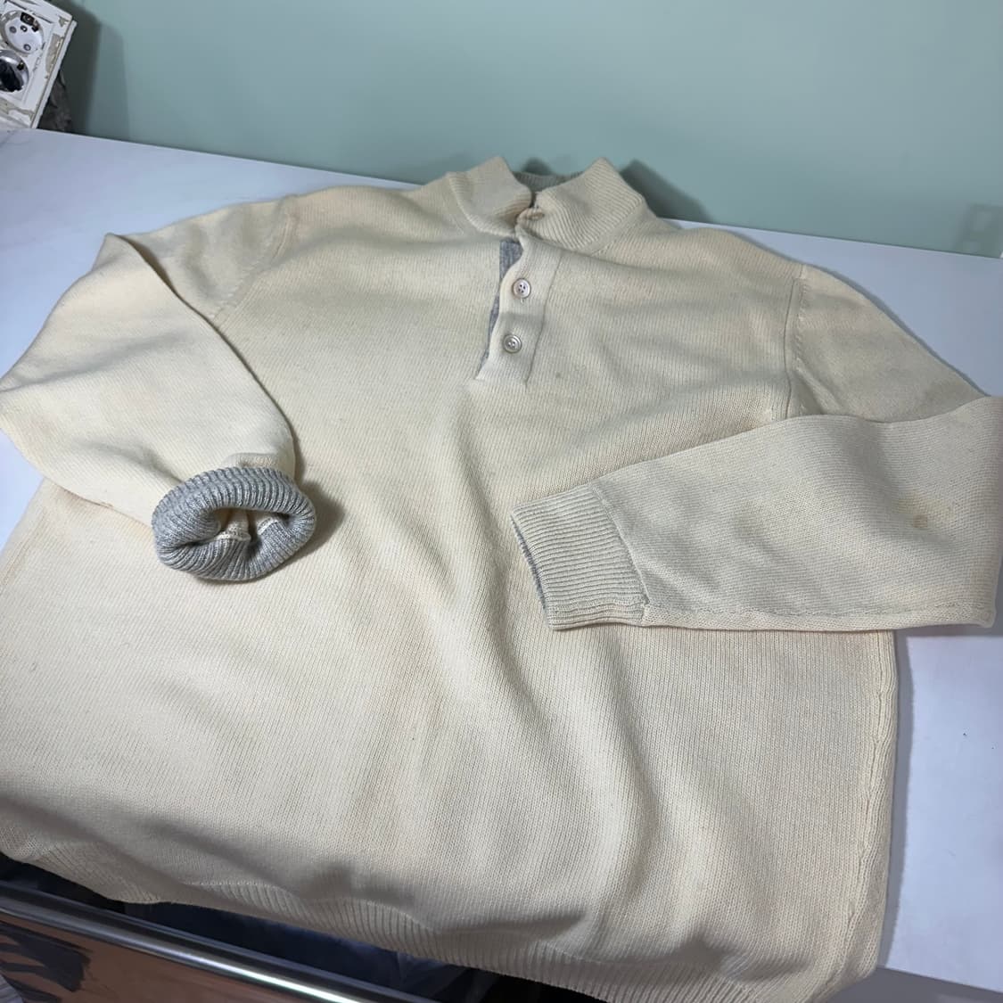 L 발렌티노 아이보리 라나버진 울 헨리넥니트 상품이미지3