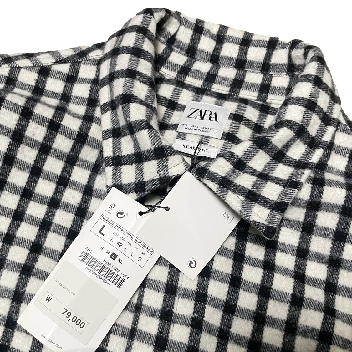 ZARA 자라 플란넬 체크 셔츠 남방 상품이미지5