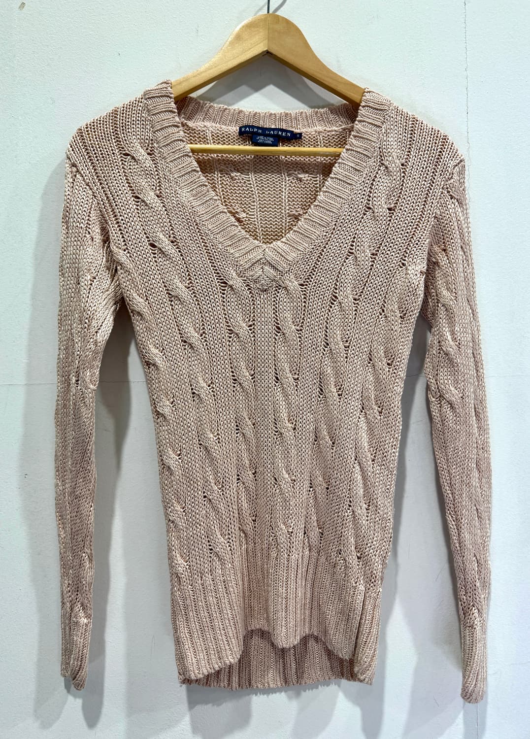 랄프로렌 딥브이넥 꽈배기 니트 S 정픔 상품이미지1