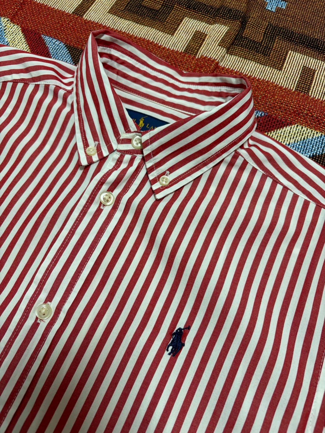 여성55) 폴로 랄프로렌 스트라이프 셔츠 레드 상품이미지2