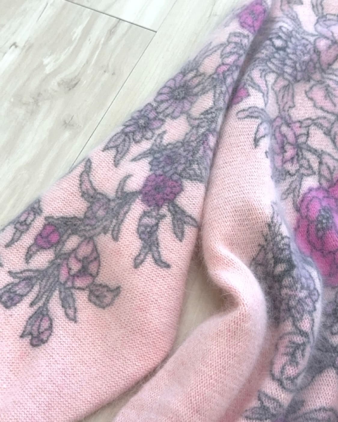 Baby pink wool flower knit top 상품이미지9