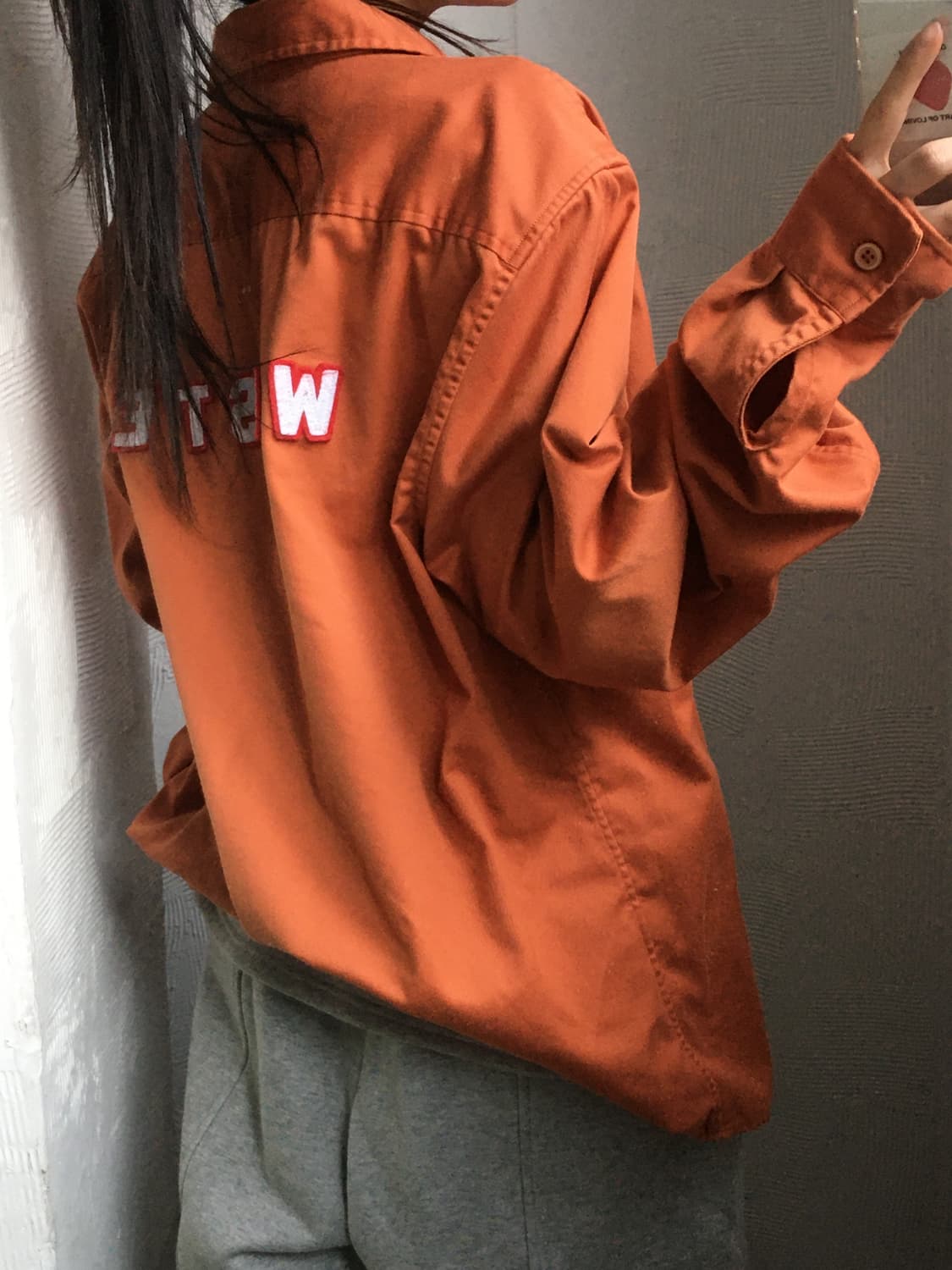 Supreme 슈프림 로고 오렌지 컬러 워크 셔츠 상품이미지2