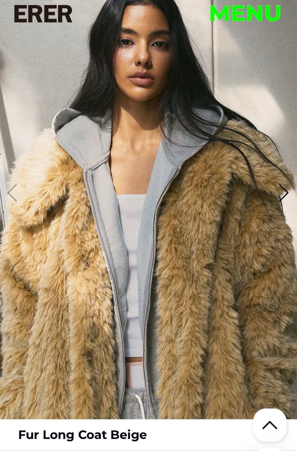 ERER 퍼 롱코트 베이지 상품이미지2