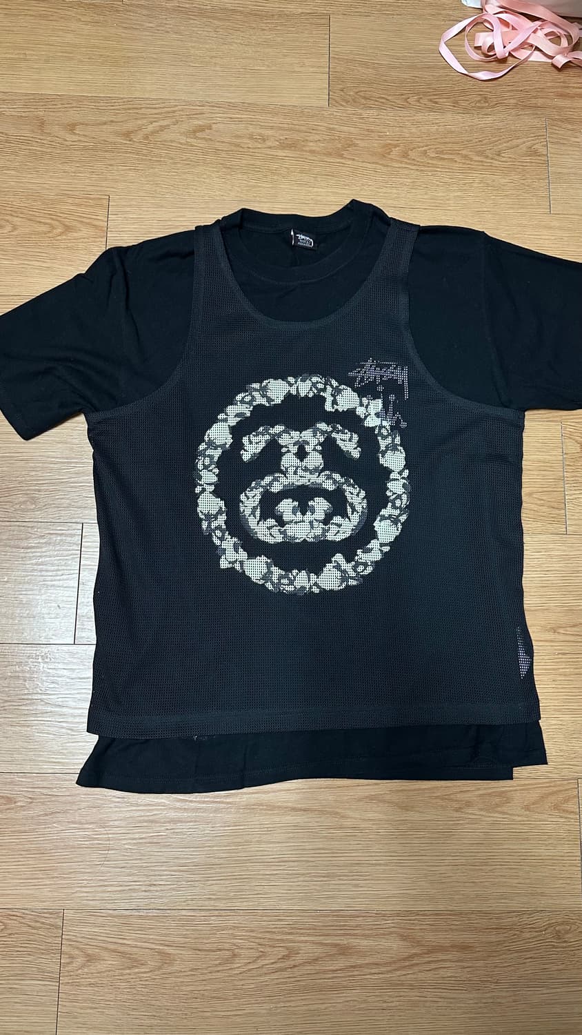 M L 스투시 x 데님 티어스 메쉬 탱크 나시 슬리브리스 새제품 상품이미지3