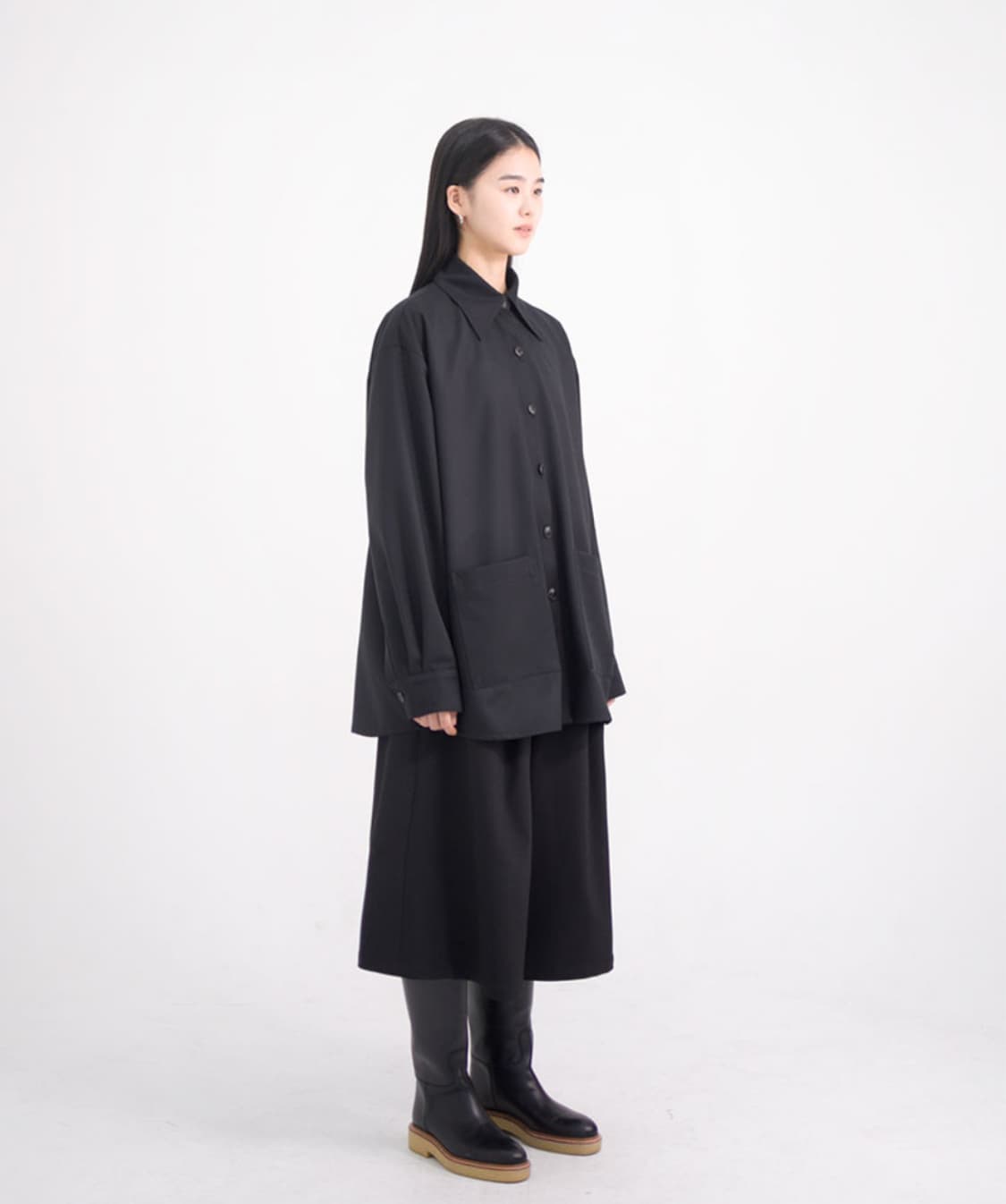 유노이아 Line Pocket Shirt black 상품이미지7