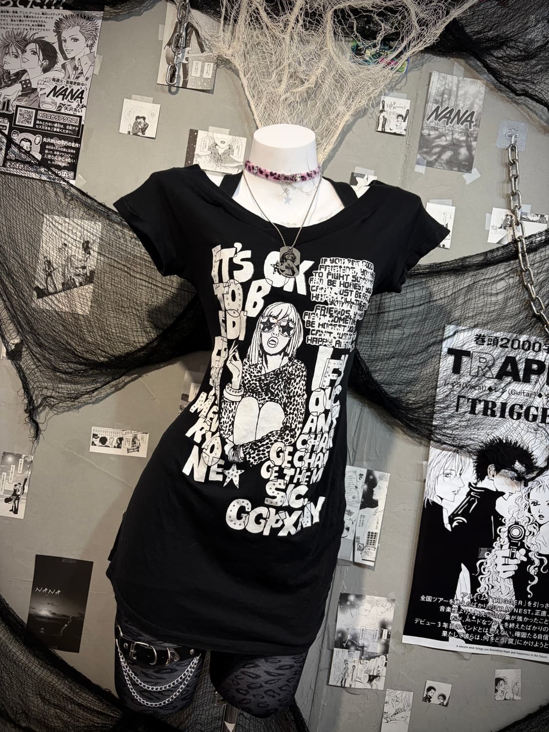00's glam Cross-neck strap short sleeve 상품이미지4