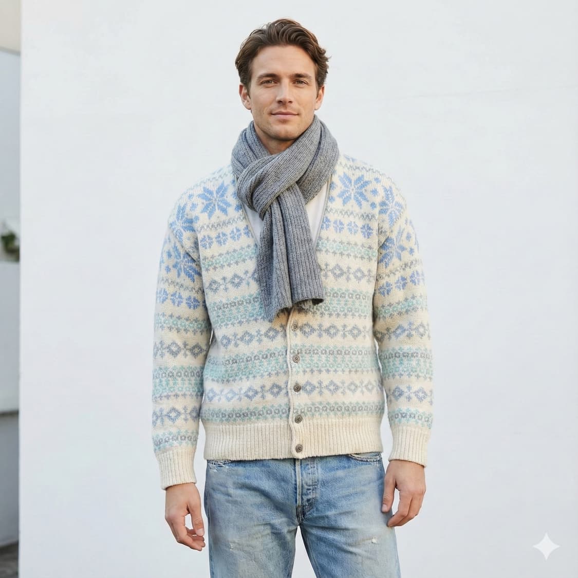 90s Old GAP 노르딕 울 가디건 - L 상품이미지10