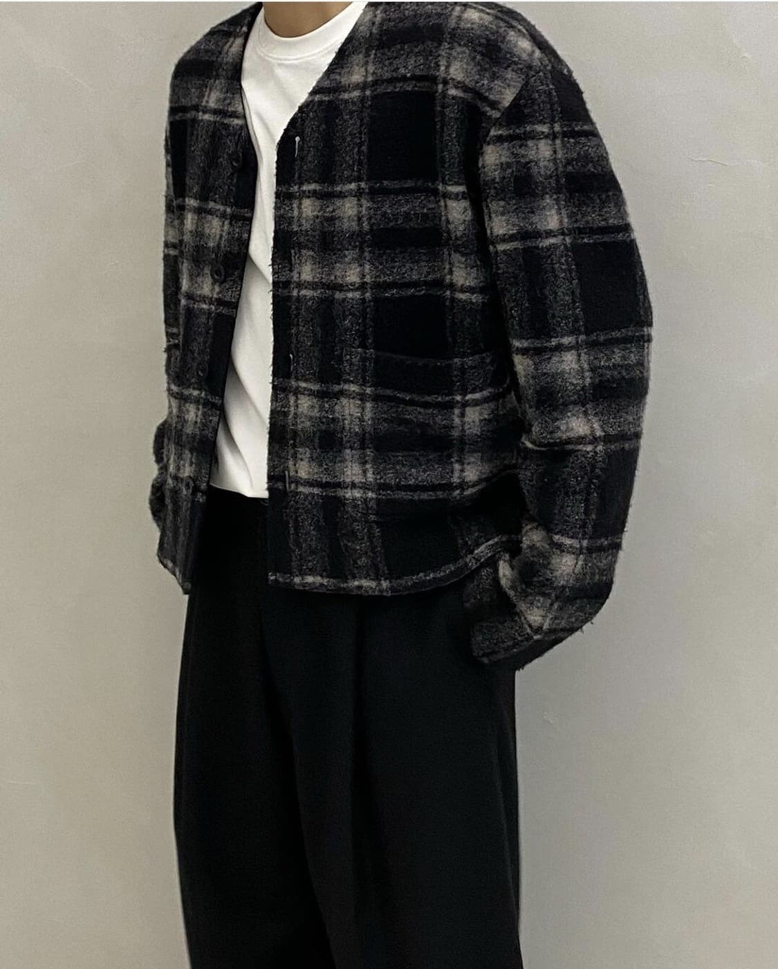 토니웩 모헤어 가디건 Checked Black/Ecru 상품이미지6