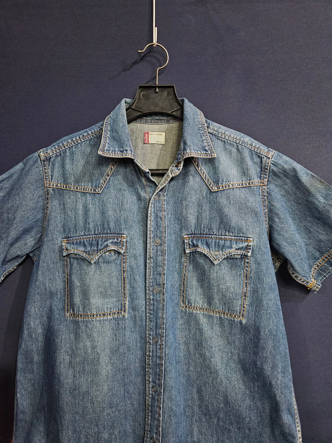 리바이스 블루 남성 100 데님 반팔셔츠  상품이미지6