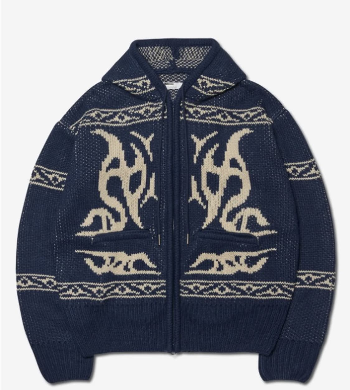  노매뉴얼 코위찬 니트 후드 집업 네이비 상품이미지1