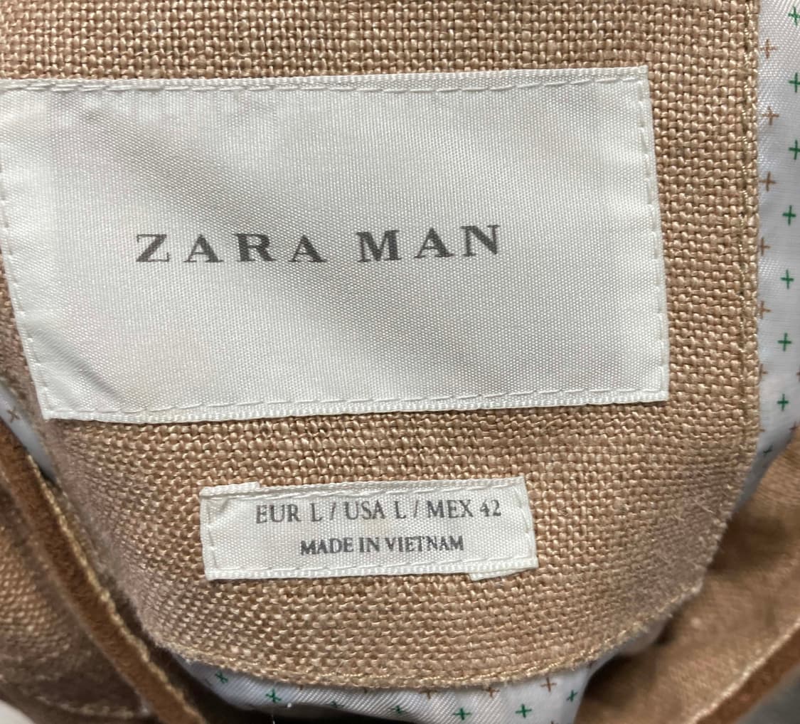 자라 남성린넨집업자켓 브라운 100 상품이미지4